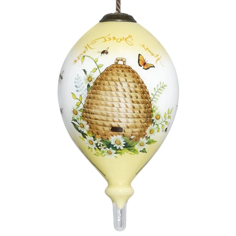 HMS Beehive Hand Painted Mouth Blown Glass Ornament 'Home Sweet Home' Christmas