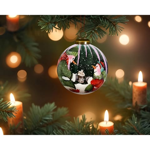 HMS Snowman Hand-Painted Mouth Blown Glass Ornament a Christmas Ball & Tree