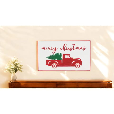 High Quality 14\" X 23\" White and Red Handcrafted Merry Christmas Metal Wall