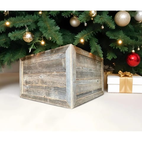 HMS 28\" Natural Weathered Gray Plank Christmas Tree Collar Stand and
