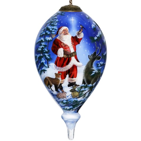 HMS Luxury Hand Painted Mouth Blown Glass Ornament Starry Heaven and Santa for