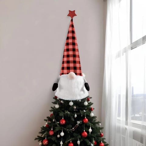 HMS 27\" Adjustable Height Tree Topper Black Black Felt Faux Fur Gnome