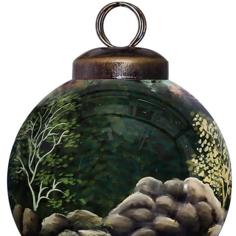 HMS Scenic Life Hand-Painted Mouth Blown Glass Ornament Christmas Ball & Tree