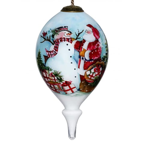 Hand Painted Mouth Blown Glass Ornament Customized Size Santa Snowman Christmas