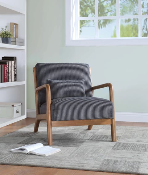 Wooden Lounge Chair Solid Wood Frame in a Warm Natural Finish for Living Room
