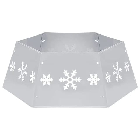 W2B VidaXL Medium Silver and White Metal Christmas Tree Skirt Home Decor for