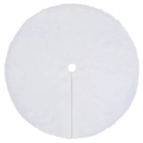 W2B VidaXL Medium White Faux Fur Christmas Tree Skirt Non-Woven Fabric Vintage