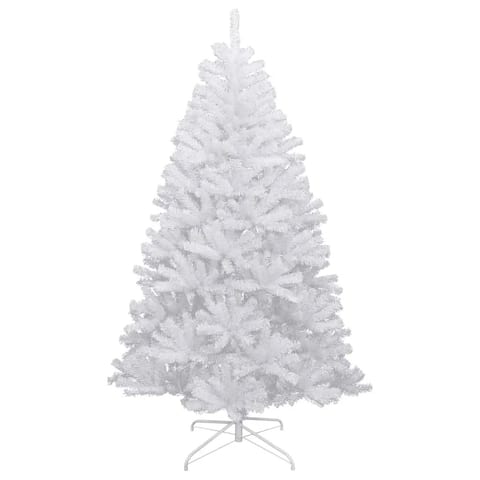 W2B VidaXL Customizable Medium White PVC Metal Artificial Hinged Christmas Tree