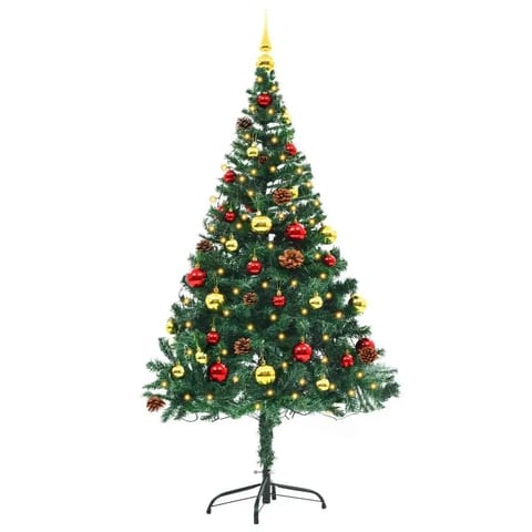 W2B VidaXL Luxury 5 ft Pre-Lit Green Christmas Tree High Quality Hinged