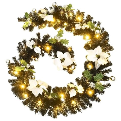 W2B VidaXL 9ft Christmas Garland Black and Silver PVC Elegant Garland for