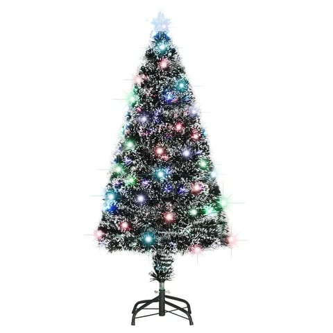 W2B VidaXL Large Artificial Christmas Tree 47.2 Green Fiberglass Hinged Pre-Lit