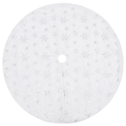 W2B VidaXL White Faux Fur Christmas Tree Skirt Non-Woven Fabric Stand and