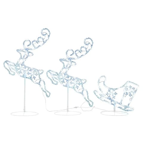 W2B VidaXL Handmade White Acrylic Christmas Reindeer & Sleigh Decoration Indoor