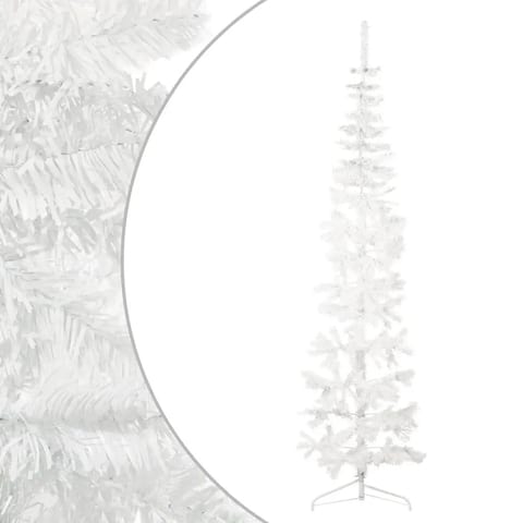 W2B VidaXL Luxury Large White PVC Artificial Half Christmas Tree 82.7 Tall High