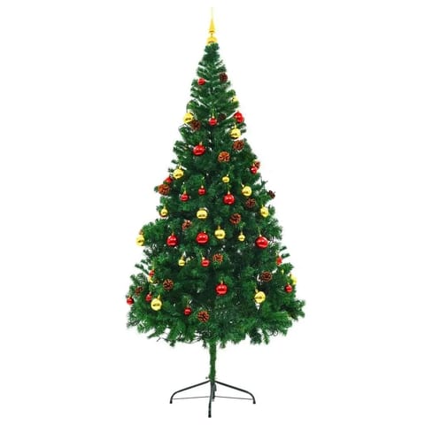 W2B VidaXL Luxury 7 ft Green Artificial Pre-Lit Christmas Tree High Quality