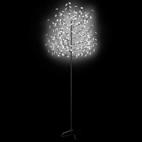 W2B VidaXL 7 ft Cool White Pre-Lit Christmas Tree High Quality Standing Metal