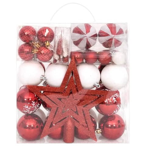 W2B VidaXL Luxury Christmas Bauble Set Red White Beaded Plastic Customizable