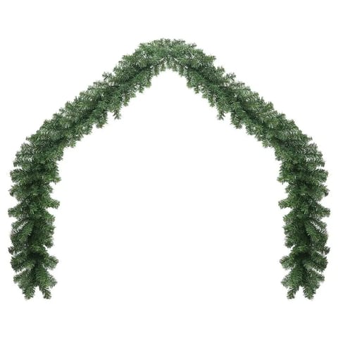 W2B VidaXL 9ft Adjustable Armrests Garland Green PVC Christmas Tinsel for