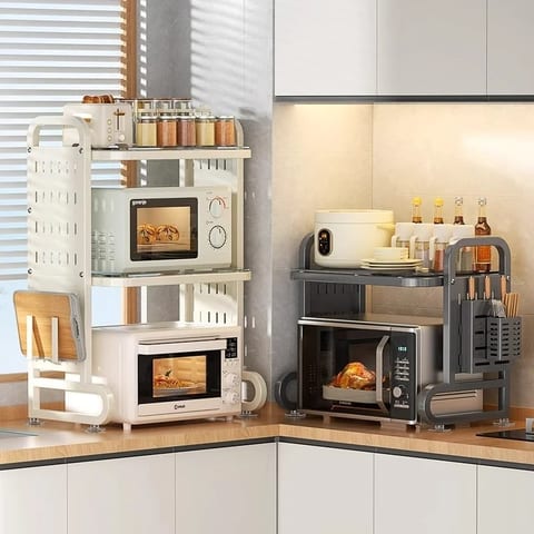Metal Kitchen Microwave Oven Spice Storage Shelf Storage Rack Coffee Bar