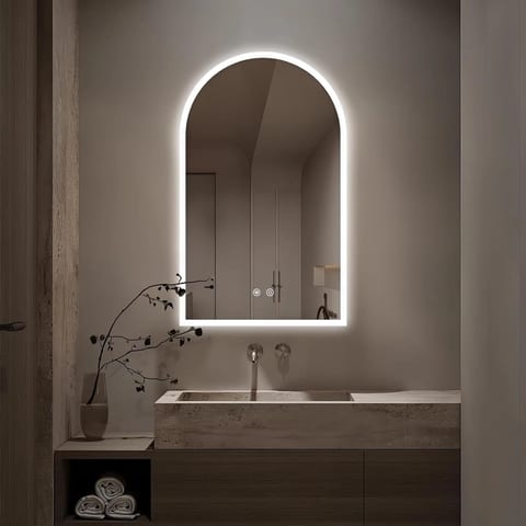 Modern Design LED Light Backlit Arch Smart Mirror Irregular for Bathroom for