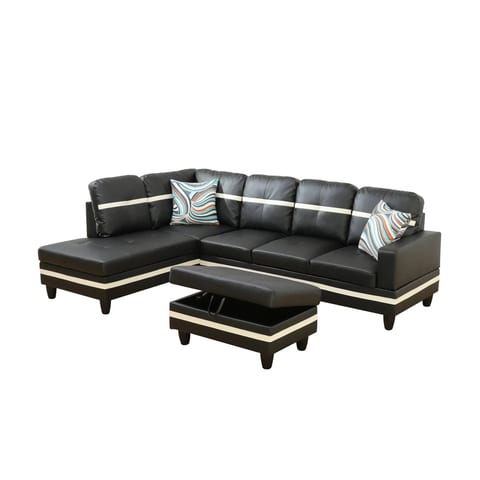 Leather Sectional Couch Set Farmhouse Design Living Room Furniture with Fabric