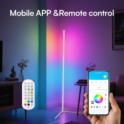 Modern Indoor Home Decor LED RGB Smart Corner Floor Lamps IP65 Rated Indoor