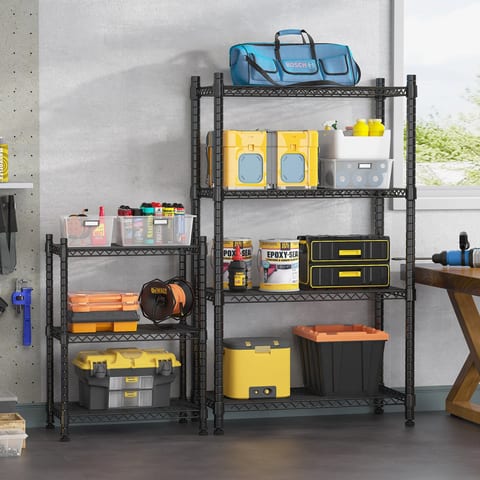 3-Shelf Storage Rack,Adjustable Height Metal Shelving Unit,Heavy Duty Storage