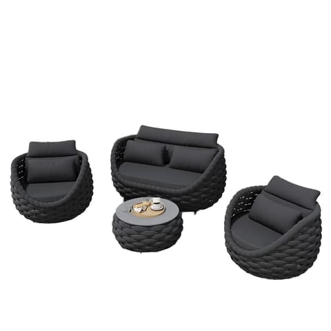 4-Piece All Weather Dark Gray Outdoor Patio Furniture Set Material for Garden