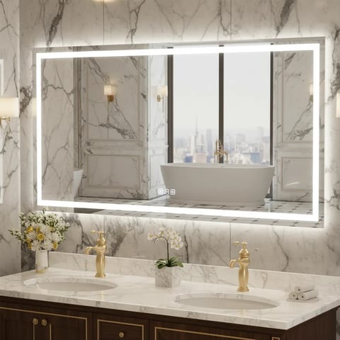Modern 72x36 Inch Tempered Glass LED Bathroom Mirror Anti-Fog Home Decoration