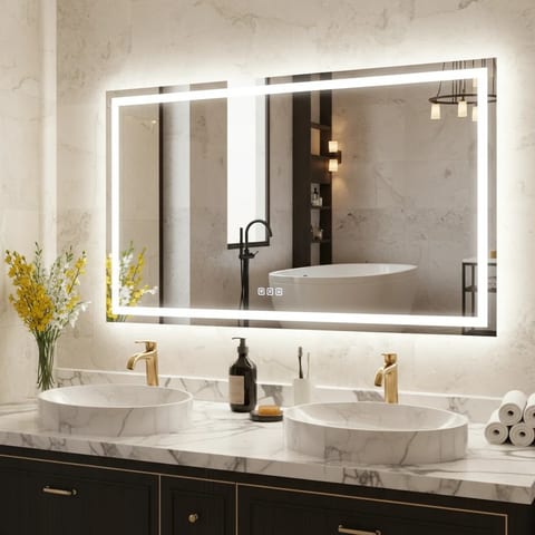 60 36 US Local Stock LED Bathroom Mirror Large Rectangle Illuminated Touch