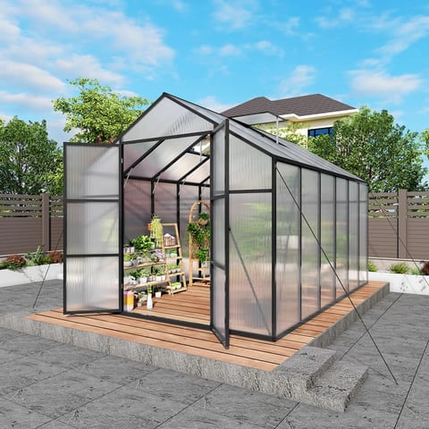 8 12ft Polycarbonate with Strong Wind Protection and Roof Ventaffordable