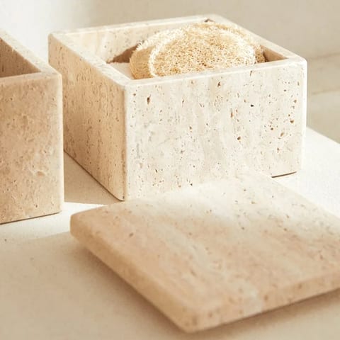 STONEKOCC Natural Travertine Storage Box with Lid Ready Stock in US Warehouse