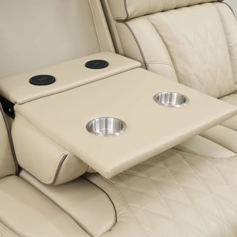 Leather Reversible Headrest LED Lights Power Sofa Set Recliner Function