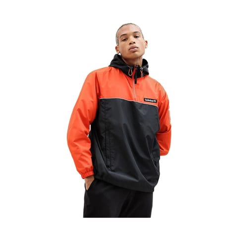 For Windbreaker Half Zip Mens Jacket Orange Black Coated Windproof Outdoor