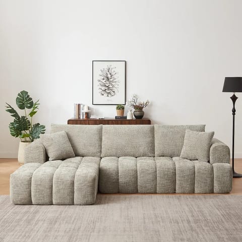 Chenille L-Shape Convertible Luxury Sectional Oversized Sofa Set Minimalist