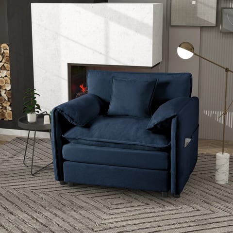 Modern Oversized Lounge Sofa Ottoman Set Soft Chenille Upholstery Adjustable
