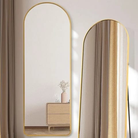 Trending Custom Full Body Dressing Glass Framed Wall Attached Floor Mirror for