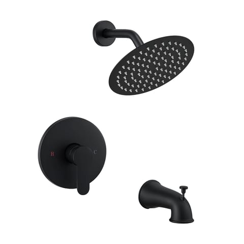Matte Black Brass Valve Single Handle Faucet with 2-function Shower Bath Shower
