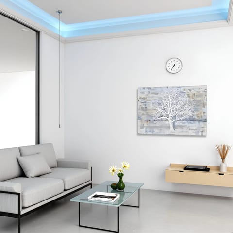 Hand Painted Modern Family Tree Canvas Print with Embellishments Wall Art for