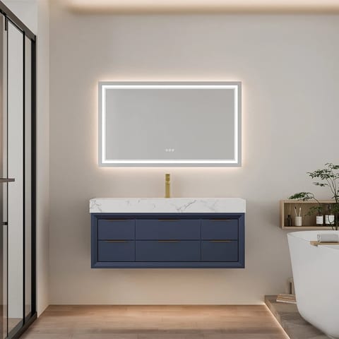 Homein Modern Minimalist Style Solid Wood Bathroom Cabinet with Drawers