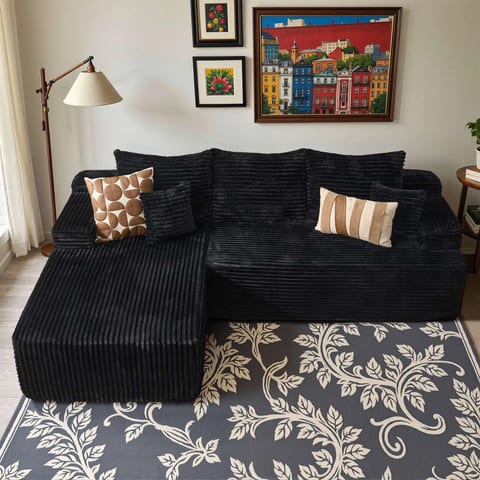 Modern Living Room Furniture Set Sectional Sofa L Shape Convertible Couch Bed