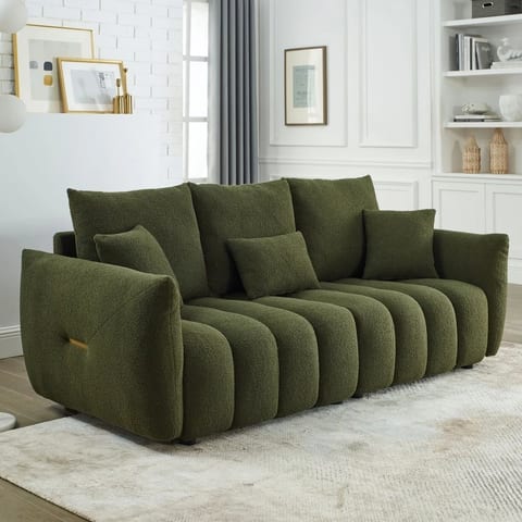 M Comfy Deep Seat Premium Teddy Fabric Cloud Sofa 3 Seater Oversized