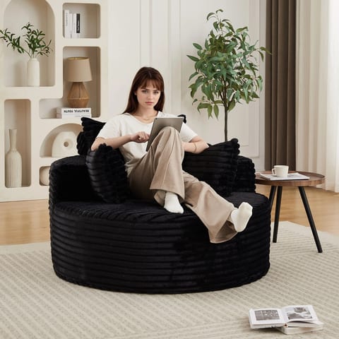 [ ] 50"L Fluffy Modern Corduroy Sponge Single Sofa for Living Room Bedroom