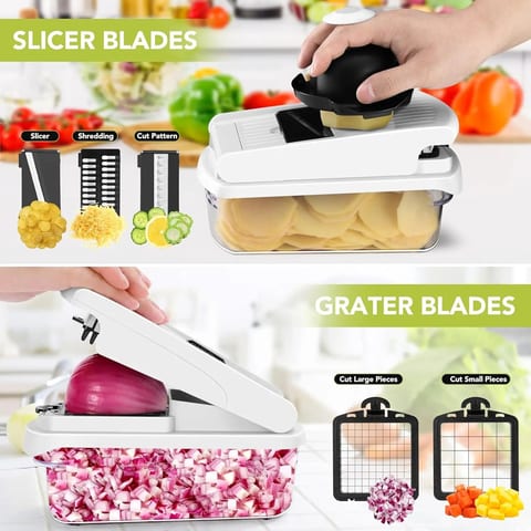 Multifunctional Fruit & Vegetable Kitchen Gadget 15-in-1 Vegetable Cutter Onion