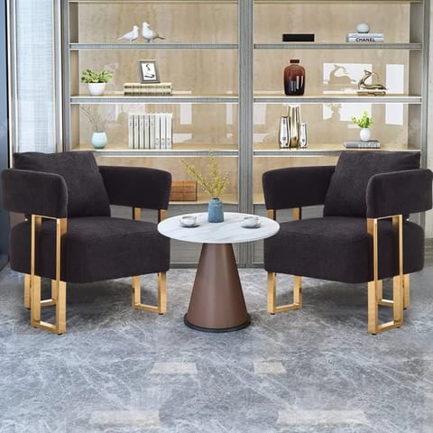 M Modern Teddy Fleece Upholstered Metal Foot Living Room Side Chair with Gold