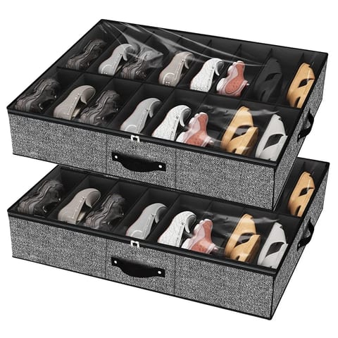 32 Pairs Foldable Underbed Shoe Storage Boxes Extra Large Underbed Shoe Bins