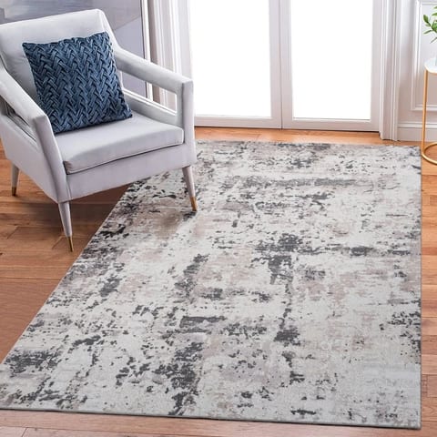 Overseas Stock 8X10 Cream / Brown / Abstract Area Rug Non Slip for Living Room