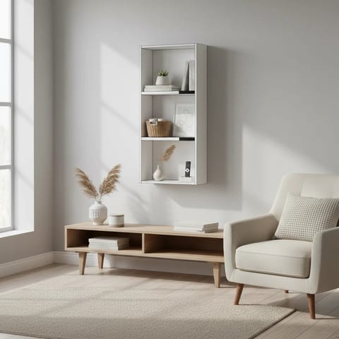 Sunique Wall Shelf 33x15x85cm Three Layer Adjustable Storage Rack Minimalist