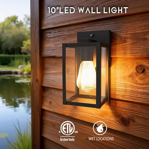 Replaceable Bulb Outdoor Wall Light Fixture E26 Aluminum Glass IP54 Waterproof