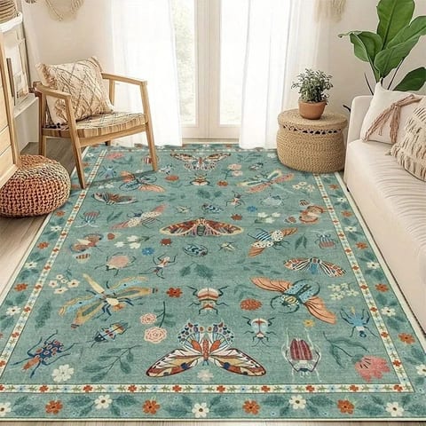Insect Print Area Rugs, Non Slip Washable Rugs for Living Room,Modern Bedroom